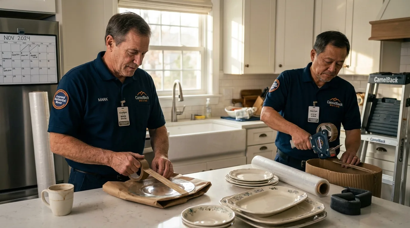 Professional crew packing kitchen dishware in West Fargo, ND